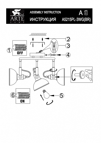 Светильник спот Arte Lamp MARTIN A5215PL-3WG