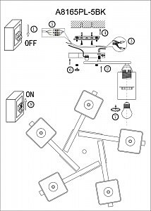 Потолочная люстра Arte Lamp Visuale A8165PL-5BK