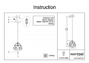 Светильник подвесной Maytoni Soprano T432-PL-01-G