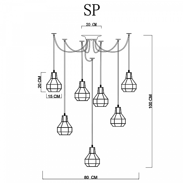 Светильник в форме паука Spider A1109SP-7BK Arte Lamp