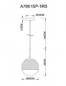 Светильник подвесной Arte Lamp Jupiter Copper A7961SP-1RB