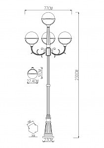 Столб фонарный уличный Arte Lamp MONACO A1497PA-4BK