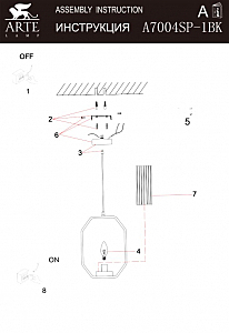 Светильник подвесной Arte Lamp Celaeno A7004SP-1BK