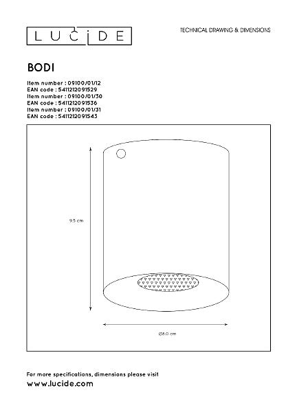 Накладной светильник Lucide Bodi 09100/01/12