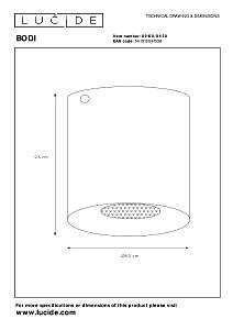 Накладной светильник Lucide Bodi 09100/01/30