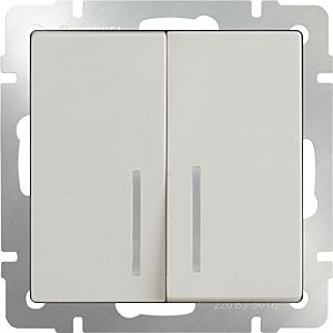 Выключатель Werkel Слоновая кость WL03-SW-2G-2W-LED-ivory /Выключатель двухклавишный проходной c с подсветкой (слоновая кость)
