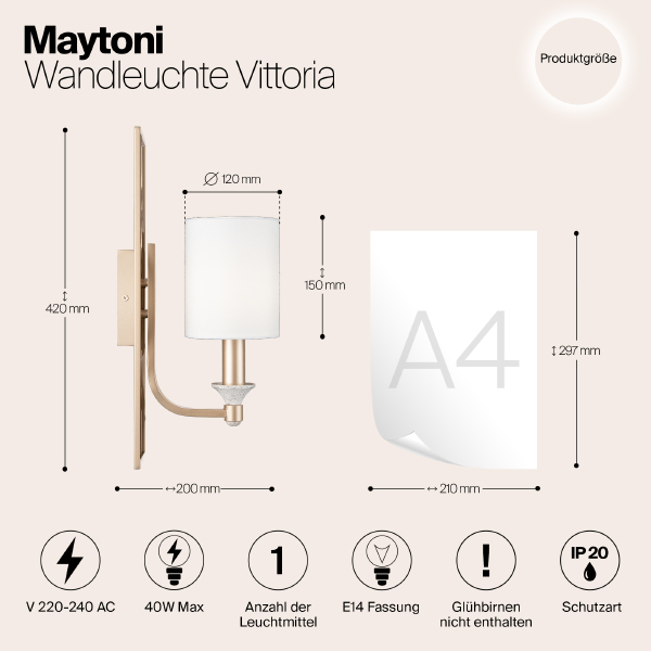 Настенное бра Maytoni Vittoria H005WL-01BG