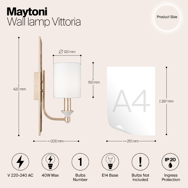 Настенное бра Maytoni Vittoria H005WL-01BG