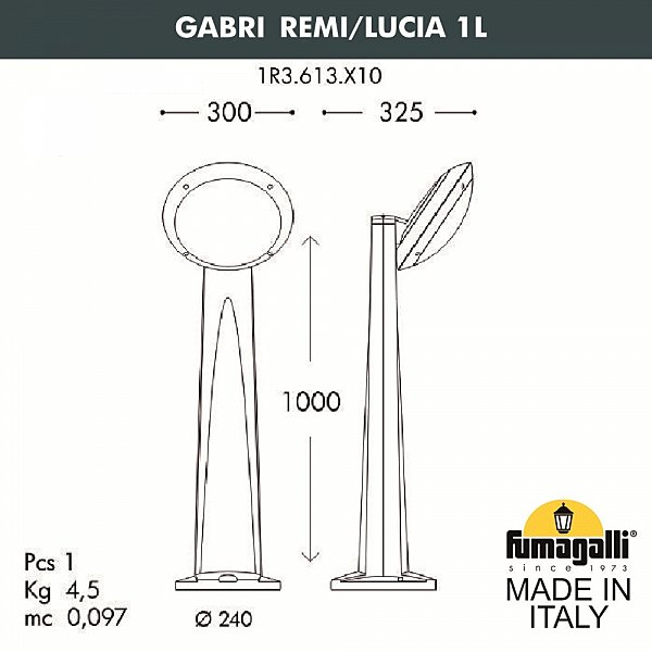 Уличный наземный светильник Fumagalli Lucia 1R3.613.X10.WYE27