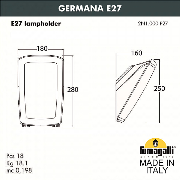 Уличный настенный светильник Fumagalli Germana 2N1.000.000.AYF1R