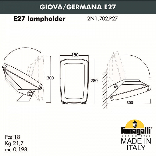 Уличный настенный светильник Fumagalli Germana 2N1.702.000.WYF1R