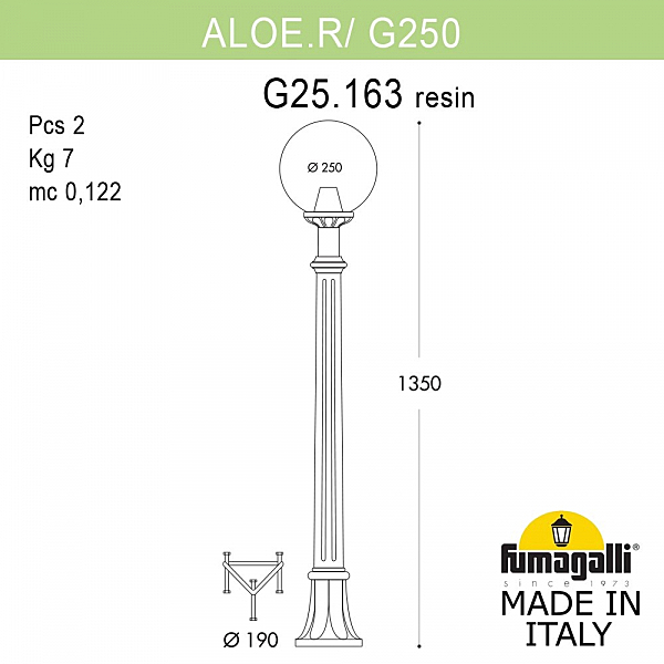 Уличный наземный светильник Fumagalli Globe 250 G25.163.000.BZE27