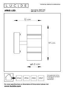 Уличный настенный светильник Lucide Arne-Led 14867/11/30