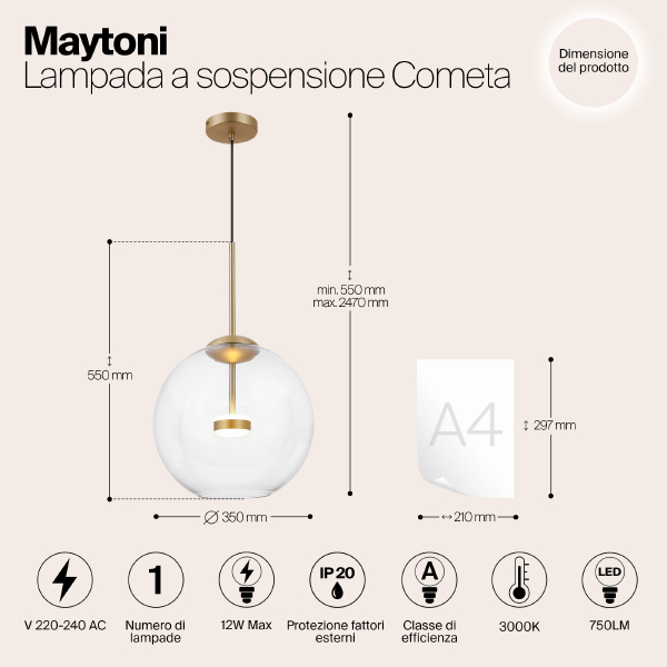 Светильник подвесной Maytoni Cometa MOD056PL-L12G3K