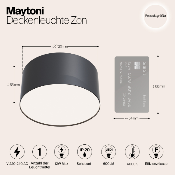 Потолочный светодиодный светильник Maytoni Zon C032CL-L12B4K