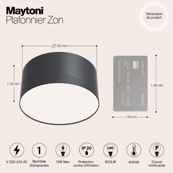 Потолочный светодиодный светильник Maytoni Zon C032CL-L12B4K