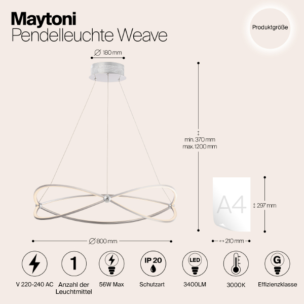 Подвесная люстра Maytoni Weave MOD062PL-L56CH3K