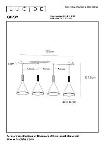 Светильник подвесной Lucide Gipsy 35410/04/30