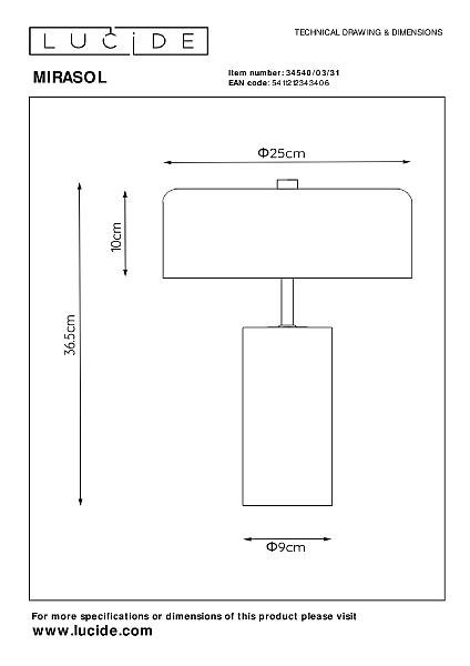 Настольная лампа Lucide Mirasol 34540/03/31