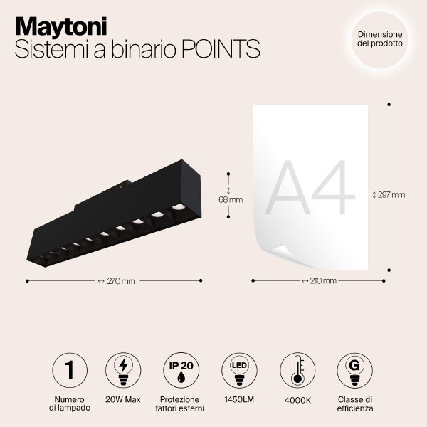 Трековый светильник Maytoni Points S35 TR014-2-20W4K-B