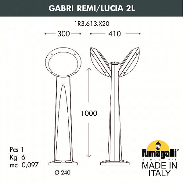 Уличный наземный светильник Fumagalli Lucia 1R3.613.X20.AYE27