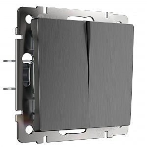 Выключатель Werkel W1122004/ Выключатель двухклавишный проходной (графит рифленый)