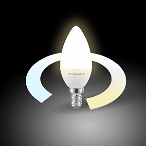 Светодиодная лампа  Elektrostandard Умная лампа Свеча  LED C37 Е14 5W 3300К-6500К CCT+DIM (BLE1438) E14 5Вт теплый (3300k),нейтральный (4200k),6500