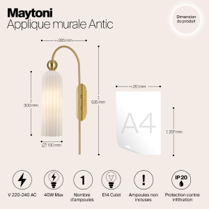 Настенное бра Maytoni Antic MOD302WL-01GR