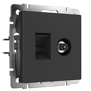 Розетка Werkel W1181308/ Розетка ТВ+Ethernet RJ-45 6 cat.(черный матовый)