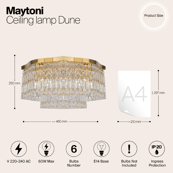 Потолочная люстра Maytoni Dune DIA005CL-06G