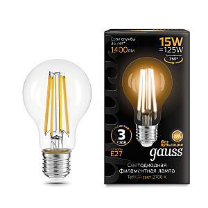 Светодиодная лампа Filament А60 Gauss 102902115 E27 15Вт 2700