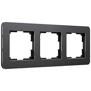 Рамка Werkel Platinum черный алюминий W0032608/ Рамка на 3 поста Platinum (черный алюминий)