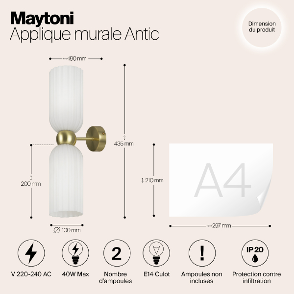 Настенное бра Maytoni Antic MOD302WL-02W