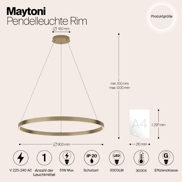 Подвесная люстра Maytoni Rim MOD058PL-L42BS3K