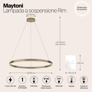 Подвесная люстра Maytoni Rim MOD058PL-L42BS3K