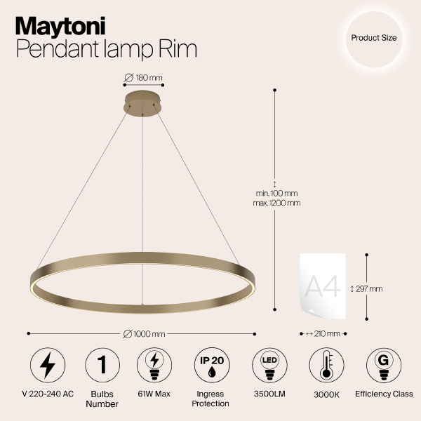 Подвесная люстра Maytoni Rim MOD058PL-L54BS3K