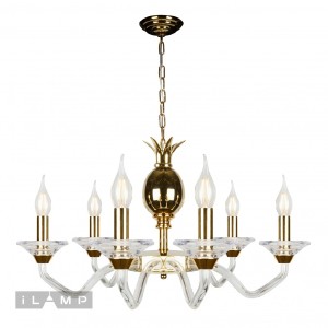 Люстра подвесная Flo iLamp YT2049-6 GD+Cear