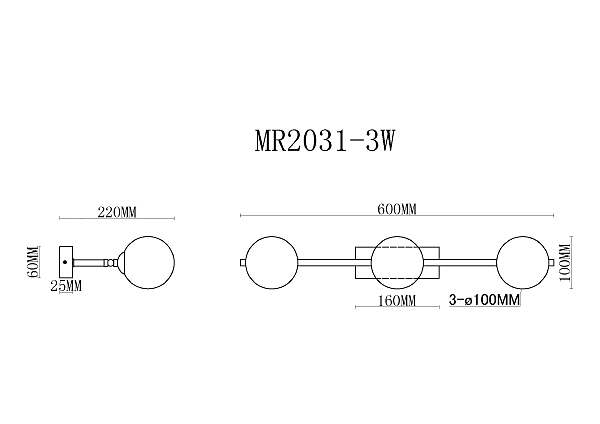 Настенное бра MyFar Valency MR2031-3W