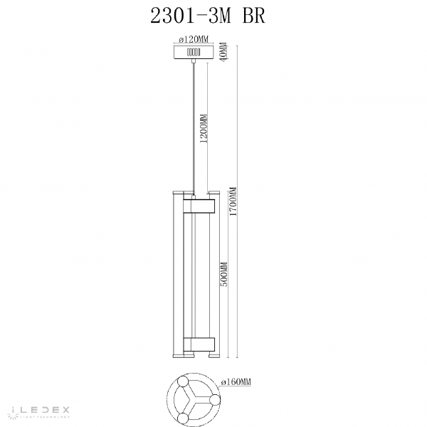 Светильник подвесной ILedex Rocks 2301-3M BR