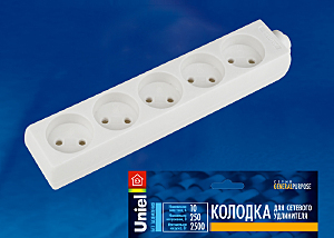 Колодка для удлинителя Uniel K-CP5-10 WHITE