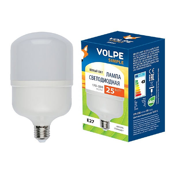 Светодиодная лампа Volpe Simple LED-M80-25W/WW/E27/FR/S картон