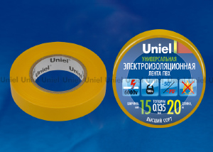 Изоляционная лента Uniel UIT-135P 20/15/01 YEL