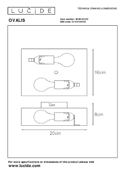 Настенный светильник Lucide Ovalis 12219/02/02