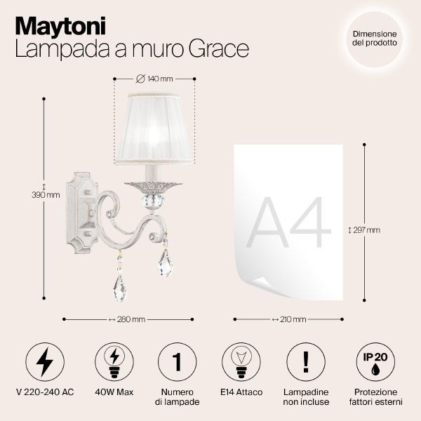 Настенное бра Maytoni Grace ARM247-01-G